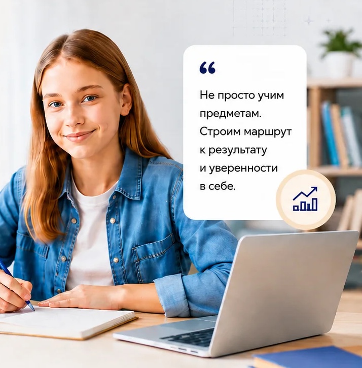 Ученица за занятием: «Не просто учим предметам. Строим маршрут к результату и уверенности в себе»